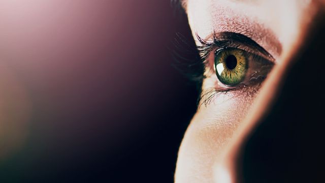 A close up of a woman's eye, the target of a new stem cell therapy to treat blindness. 