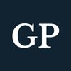 White letters "GP" on a navy background.