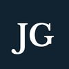 White letters "JG" on a navy background.