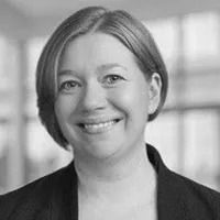 Credit: Lindsay Davies. Headshot of Dr. Lindsay Davies in greyscale.