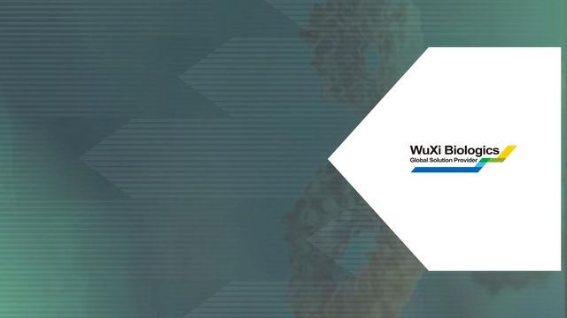 WuXi Biologics logo on abstract background representing innovation in therapeutic research. 