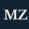 White letters "MZ" on a navy background.