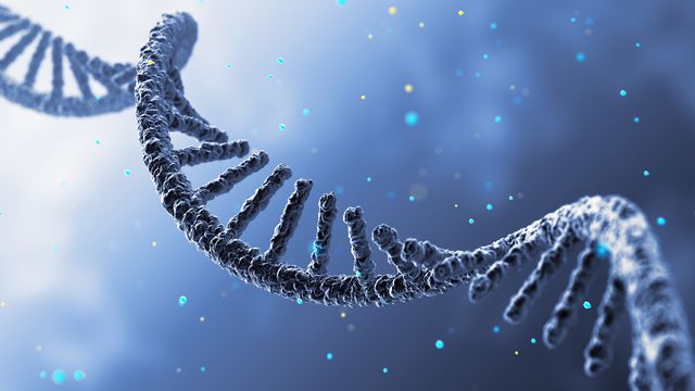3D illustration of an RNA strand representing genetic material used in gene delivery. 