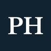 White letters "PH" on a navy background.