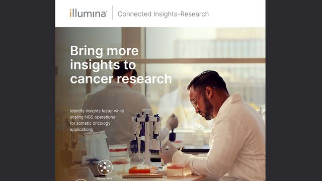 Male scientist in lab coat working with pipettes and petri dishes in a laboratory, with text promoting cancer research insights. 