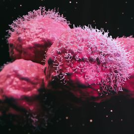 Illustration of pink microscopic cancer cells. 