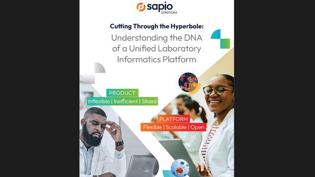 Cover of Sapio Sciences whitepaper comparing lab products vs. platforms with images of frustrated and happy scientists 